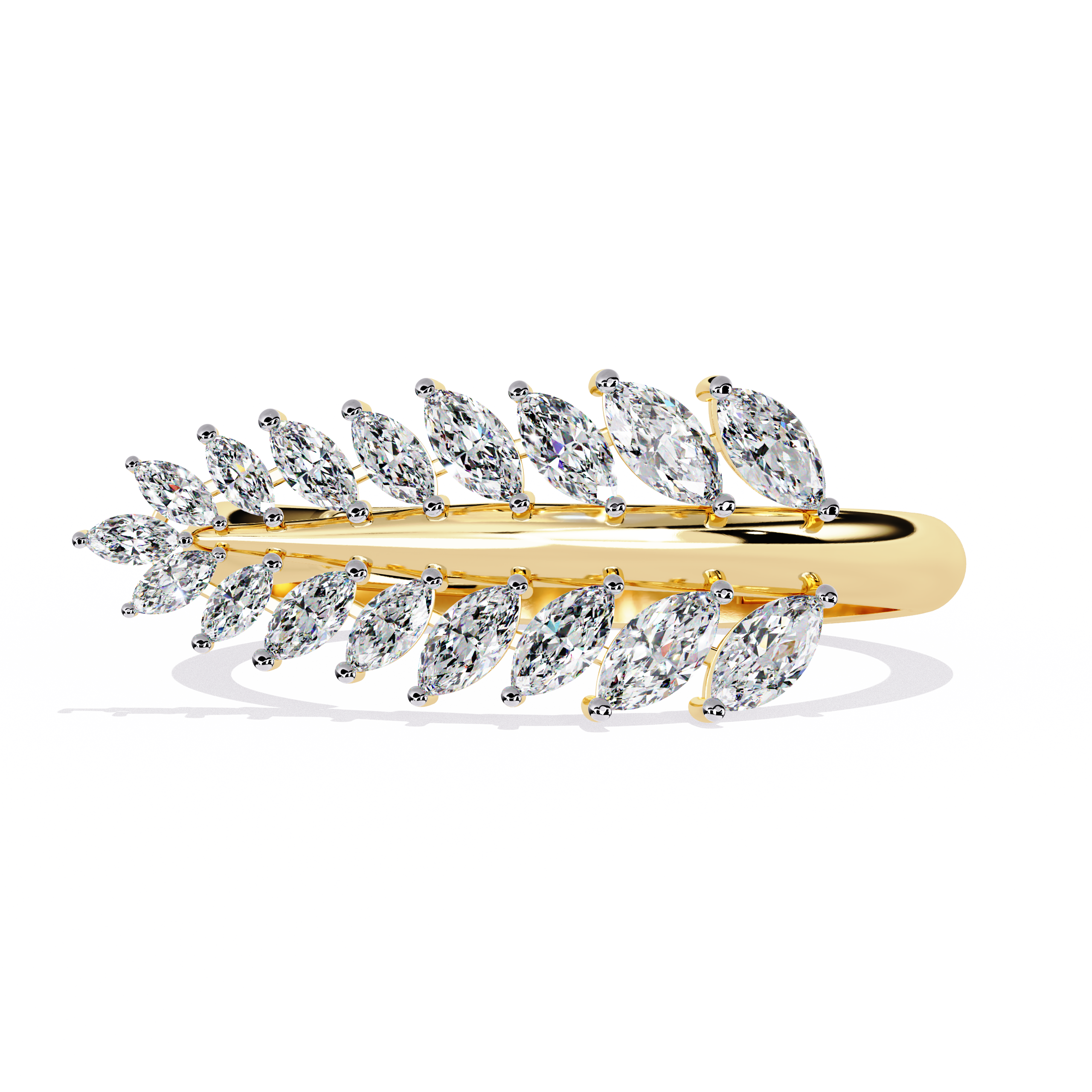 Solitairekart – 0.5 ct Lab Grown Diamond Leaf Marquise Ring in 14K Yellow Gold